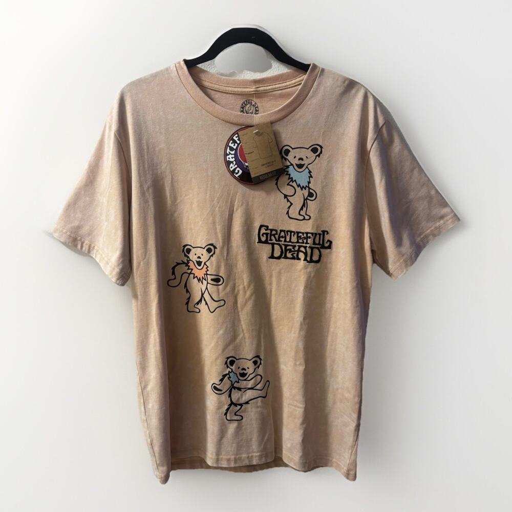 Distressed Grateful Dead T-Shirt - Tan Bear Dance Graphic - NWT - Streetwear